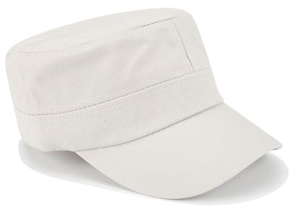 Unisex Basic Cadet Army Caps Everyday Military Style Hat - color: Beige