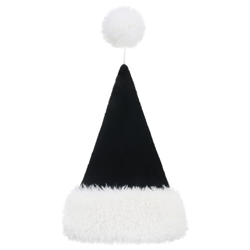 Personalized Santa Hat for Adults, Super Soft Plush Holiday Christmas Hat, Xmas New Year Party Headwear - color: Plush-black