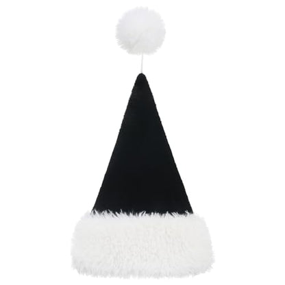 Personalized Santa Hat for Adults, Super Soft Plush Holiday Christmas Hat, Xmas New Year Party Headwear - color: Plush-black