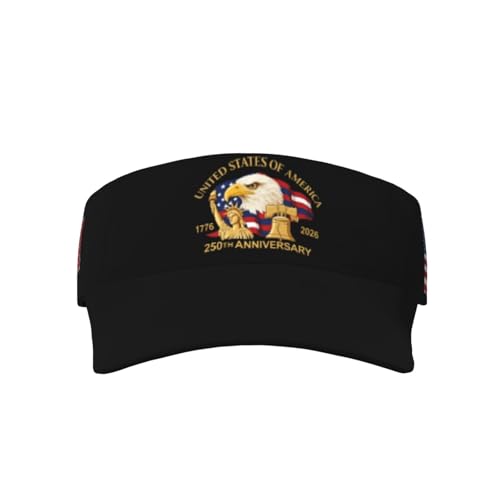 United States 250th Anniversary Hat USA Est 1776 America Patriotic Visor Cap Adjustable Sun Hat for Women Men Sports Beach - color: Black1