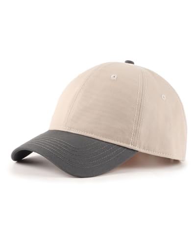 Zylioo XXL Baseball Cap for Big Heads Men Women, Washed Denim Dad Hat - color: 2-tone-beige/Gray, size: X-Large-XX-Large
