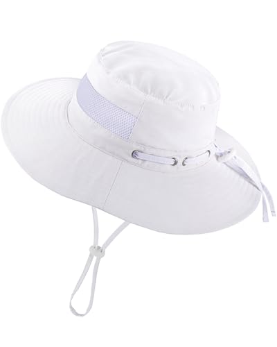 HONGTEYA Baby Toddler Sun Hat, Summer Mesh Bucket Beach Hat for Boys Girls - color: White, size: 2-8 Years