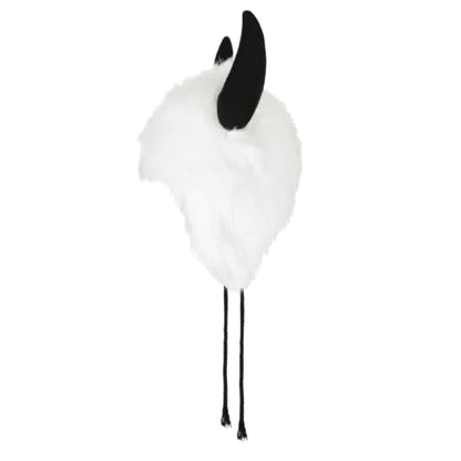 XGOPTS Winter Faux Fur Plush Hat with Horns Warm Animal Horn Ox Earflap Hat - color: White