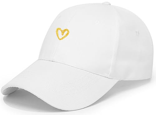 Women's Men's Fashion Baseball Cap Adjustable Strapback Hats Dad Hat Visor Sports Hat - color: Love Heart White
