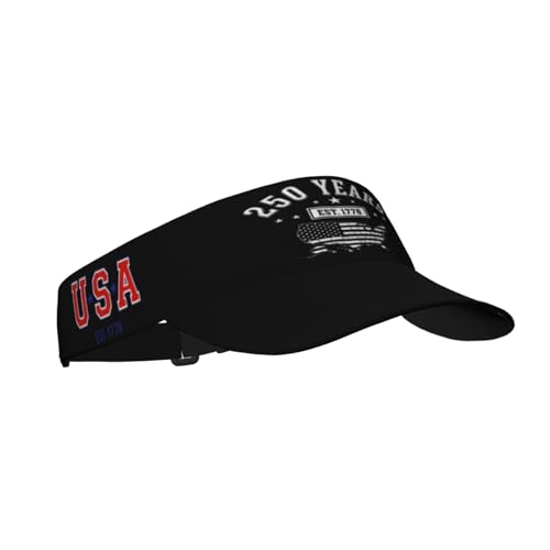 United States 250th Anniversary Hat USA Est 1776 America Patriotic Visor Cap Adjustable Sun Hat for Women Men Sports Beach - color: Black17