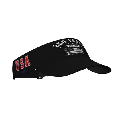 United States 250th Anniversary Hat USA Est 1776 America Patriotic Visor Cap Adjustable Sun Hat for Women Men Sports Beach - color: Black17