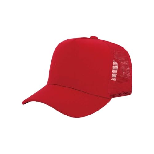 ZH 12 Pack Seamless Mesh Back Baseball Caps, 5 Panel Trucker Hats Bulk for Men and Women，Blank Caps - color: Red