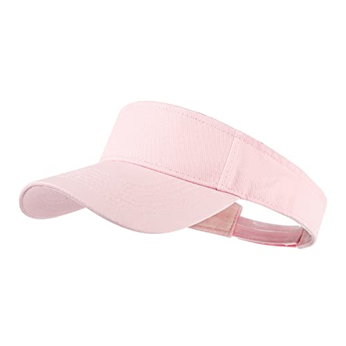 HH HOFNEN Sports Sun Visor Hats Cotton Adjustable Golf Caps for Men Women - color: #1b Solid Lightpink