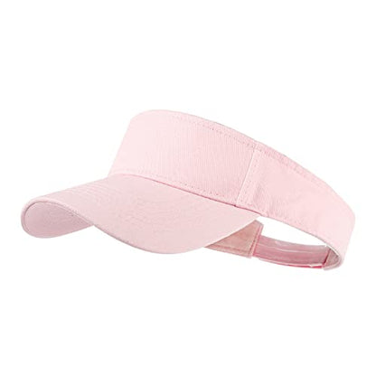 HH HOFNEN Sports Sun Visor Hats Cotton Adjustable Golf Caps for Men Women - color: #1b Solid Lightpink