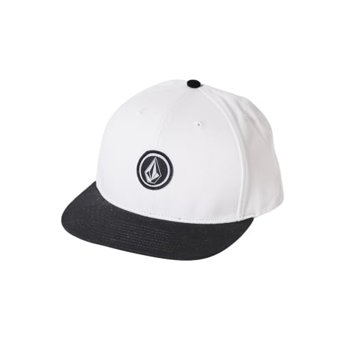 Volcom Men's Snapback Hat– 6-Panel Twill Flat Brim Cap Adjustable Snap Closure - color: Off White V