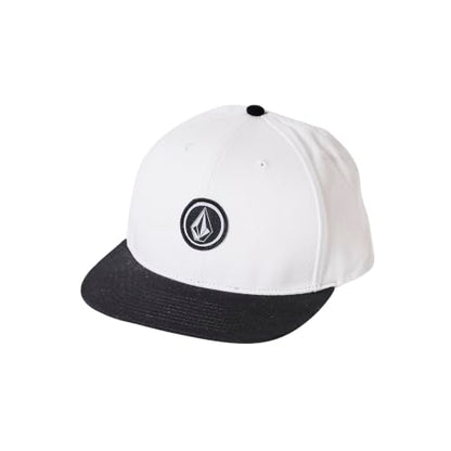 Volcom Men's Snapback Hat– 6-Panel Twill Flat Brim Cap Adjustable Snap Closure - color: Off White V