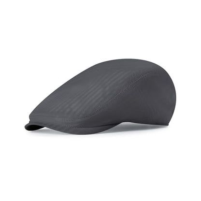 Men's Newsboy Flat Cap 100% Cotton Gatsby Ivy Golf Cabbie Hunting Summer Hat - color: Gray, size: Medium