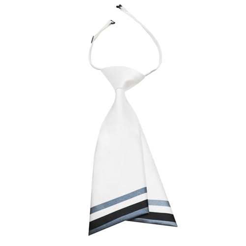 Mantieqingway Women Uniform Necktie Adjustable Strap Striped Pre-tie Ties - color: White