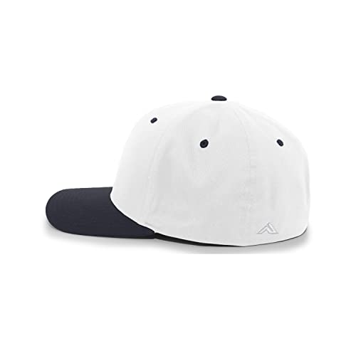 Pacific Headwear Unisex Adult Twill Stretchfit Cap - color: White/Navy, size: X-Small