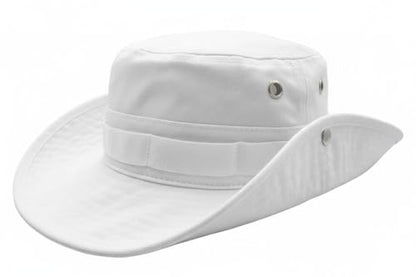 High Qualty Sun Hat 100% Cotton Size Adjustable Men Women Fishing Outdoor UPF 50+ Breathable Boonie Hat Summer UV Protection - color: White