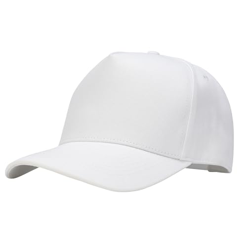 MEINICY Vintage Trendy Trucker Hat, 5-Panel Plain Snapback Hat - color: White