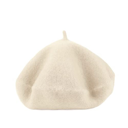Wheebo Berets for Kids Wool French Beret Hats Artist Painter Hats for Little Girls Boys Solid Color Style - color: Beige