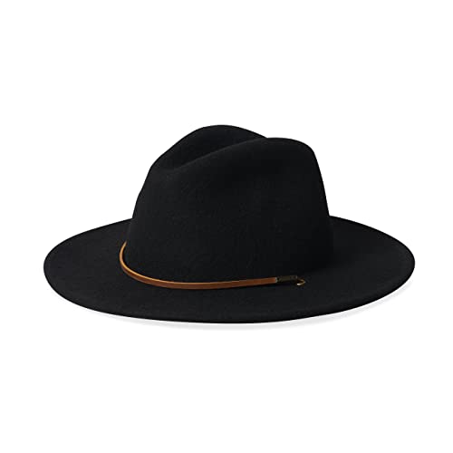 Brixton Men's Field Wide Brim Felt Fedora Hat, black, Medium
