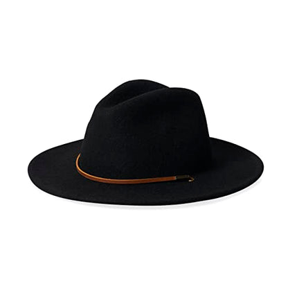 Brixton Men's Field Wide Brim Felt Fedora Hat, black, Medium