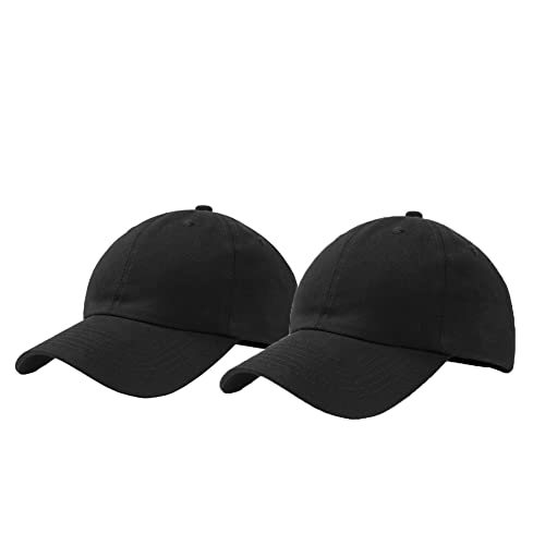 Hats for Men Classic Adjustable Strapback Cotton Dad Hats Baseball Caps for Men and Women - color: 2pack-black