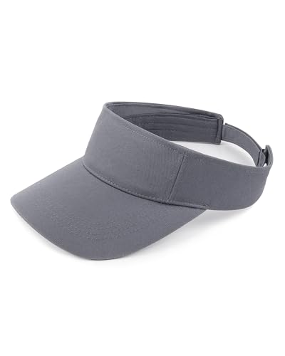 Zylioo XXL Oversize Visor Hat,Large Athletic Cotton Sports Visor,Adjustable Small Solid Color Sun Cap - color: Gray, size: Medium-Large