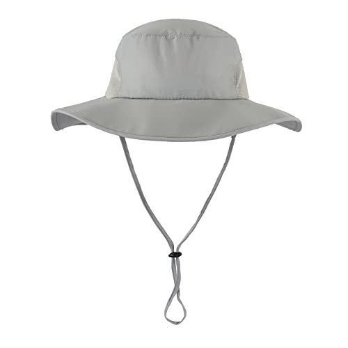 Home Prefer Outdoor UPF50+ Mens Sun Hat with Neck Flap Womens UV Protection Hat Wide Brim Safari Fishing Hiking Gardening Hat - color: Light Grey