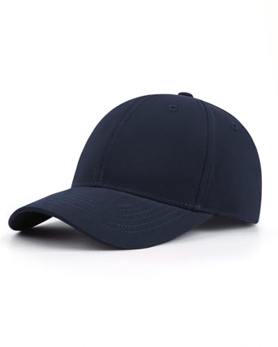 Zylioo XL XXL Big Head Baseball Cap, 100% Cotton Adjustable High Crown Hat - color: Navy Blue