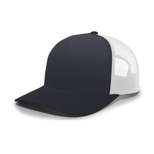Pacific Headwear Unisex Adult Pacific Headwear 5-Panel Trucker Snapback Cap - color: Navy/White