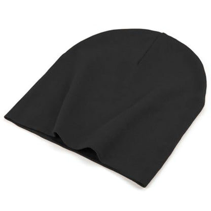 Thin 100% Cotton Fine-Knit Beanie Hat Slouchy Soft Chemo Skull Cap - color: 1-black