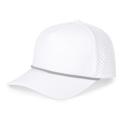 HH HOFNEN Quick Dry Baseball Cap Snapback Golf Trucker Hat for Men Women - color: #1 White
