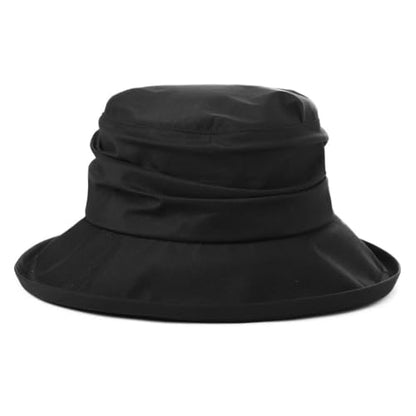 Comhats Women's Waterproof UPF 50+ Wide Brim Packable Rain Hat - color: 737_black, size: Large