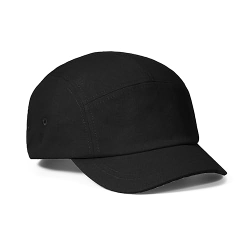 Croogo 5 Panel Short Brim Cotton Baseball Cap Adjustable Hat for Men - color: Black