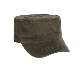 OTTO Garment Washed Superior Cotton Twill w/Heavy Stitching Military Cap - color: Dk. Ol. Green