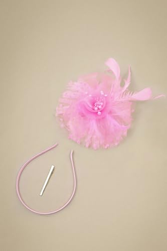 BABEYOND Fascinators Hats for Women Tea Party Flower Tulle Bead Derby Hat - color: Pink