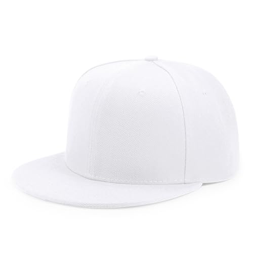 Back Closure Big Size Baseball Cap Hiphop Flat Peak Plain Sport Hats Oversize Large Men Fitted Caps - color: White