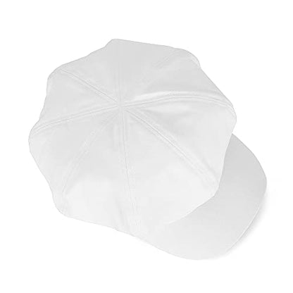 Newsboy Cabbie Baker boy hat Beret Cap for Women Pageboy Visor Paperboy Hat Sailor Fiddler Hat Adjustable - color: White