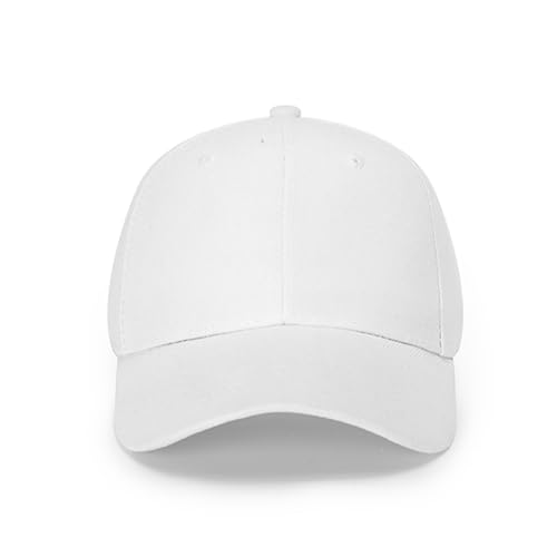 ZH Plain Adjustable Baseball Cap - Lot of 12 Unisex Blank Design Caps - color: White
