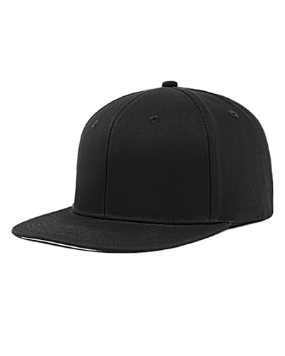 Zylioo XL 2XL Snapback Hat, Large Flat Bill Baseball Cap for Men Women - color: Black, size: Large