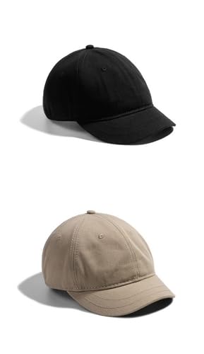 Adjustable Mens and Womens Sun Hat Short Brim Baseball Cap - color: Khaki
