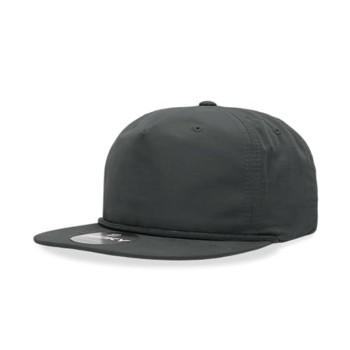 5 Panel High Profile Relaxed Cotton Blend Rope Hat - color: Charcoal