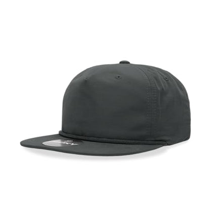 5 Panel High Profile Relaxed Cotton Blend Rope Hat - color: Charcoal
