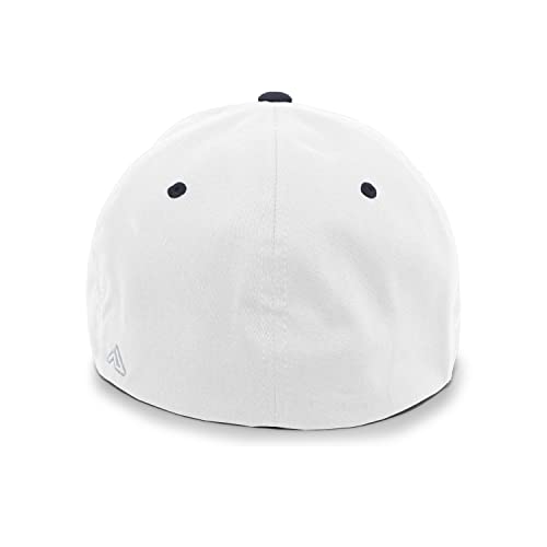 Pacific Headwear Unisex Adult Twill Stretchfit Cap - color: White/Navy, size: X-Small