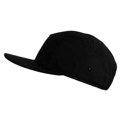 5 Panel Superior Cotton Twill Flat Bill Camper Cap - color: Black