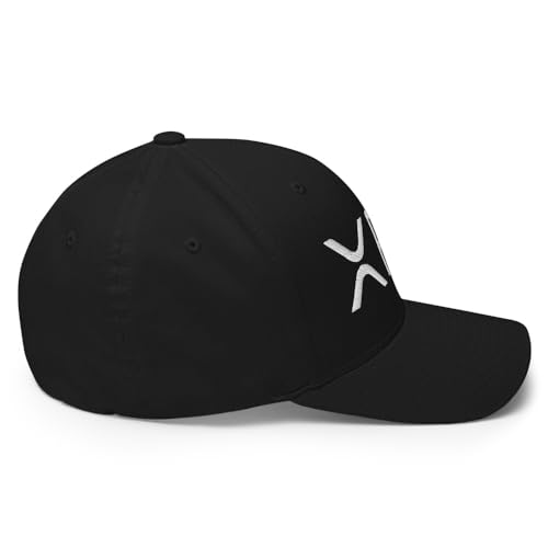 FX XRP Crypto Fitted Hat Embroidered Curved Bill Mid Crown Closed-Back Structured Twill Cap - color: Black, size: Large-X-Large