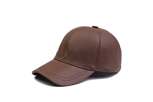 Genuine Leather Unisex Baseball Cap - color: Brown