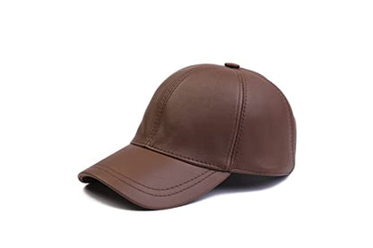 Genuine Leather Unisex Baseball Cap - color: Brown