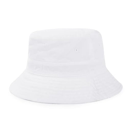 Cotton Bucket Hat Packable Beach Sun Hat for Women Men - color: White