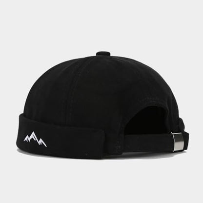 Quanhaigou Brimless Sailor Cap,Adjustable Rolled Cuff Skull Beanie Hats for Men Women - color: Mountain Black