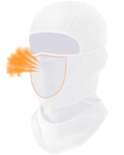 Balaclava Face Ski Mask with Movable Design for Men Women-Fleece Winter Face Covering for Cold Weather Skiing Outdoor Work - color: White