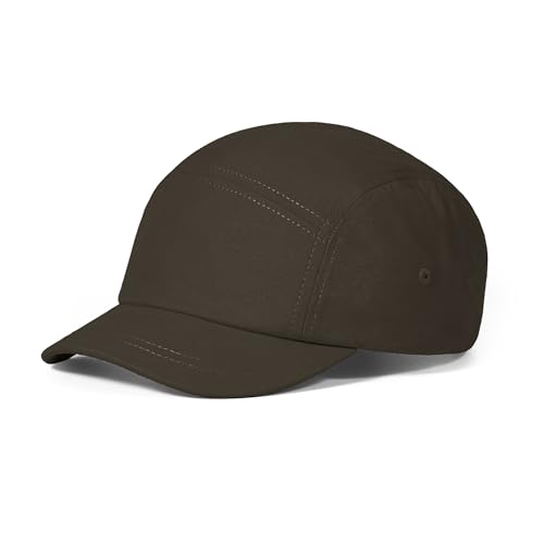 CLAPE Short Brim 5 Panel Hat, Low Profile Breathable Cotton Cap - color: Bs25dy07-brown